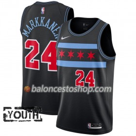 Camiseta Niños NBA Chicago Bulls Lauri Markkanen 24 2018-19 Nike City Edition Negro Swingman
